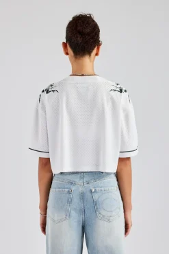 Women CLO-TOP-TEE 86 Cropped Mesh Top