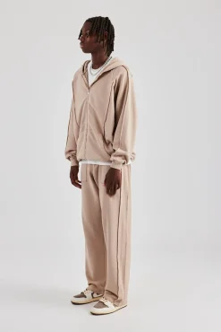CLO-SET Acid Exposed Seam Zip Through Tracksuit - Stone