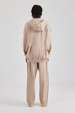 CLO-SET Acid Exposed Seam Zip Through Tracksuit - Stone