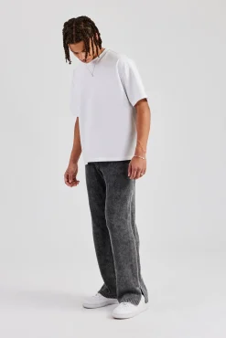CLO-BOT-TRO-KTW Acid Wash Knitted Jogger - Charcoal