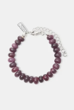 Women JWL-BRA-PRL Amethyst Bead Bracelet - White 8mm