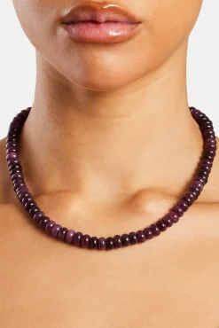 Women JWL-NECK-PRL Amethyst Bead Necklace - White 8mm