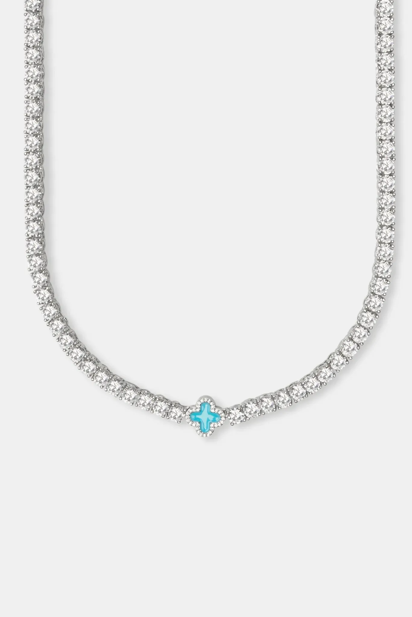 Women JWL-CHN Baby Blue Motif Tennis Chain
