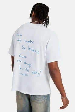 CLO-TOP-TEE Back Quote Oversized T-Shirt - White