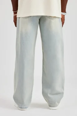 CLO-BOT-DEN Baggy Fit Jeans - Bleach Wash