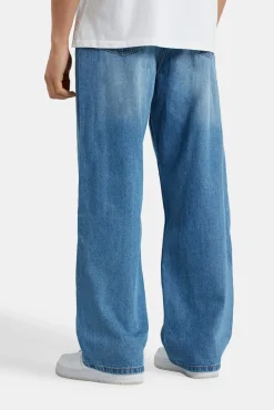 CLO-BOT-DEN Baggy Fit Jeans - Mid Blue
