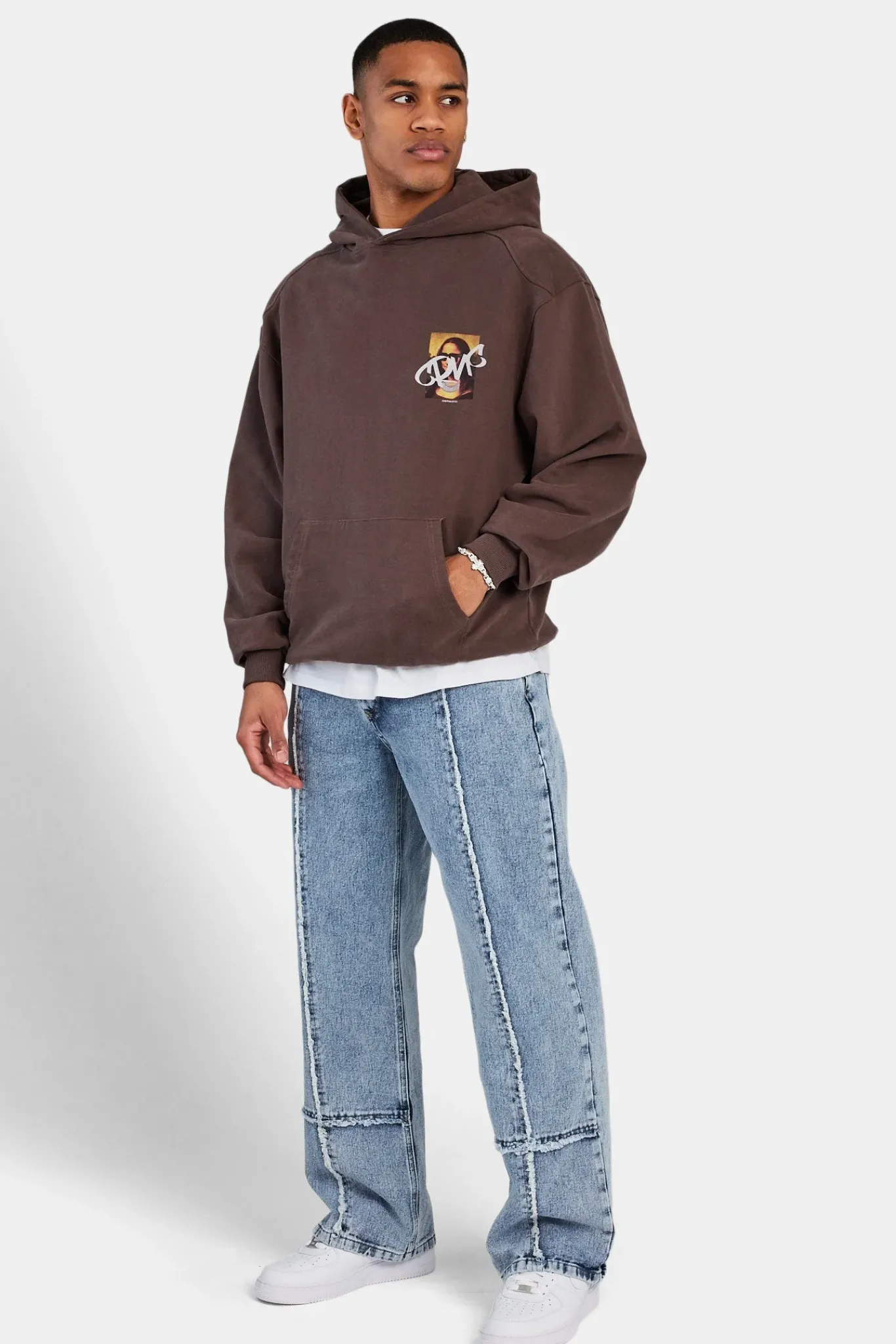 CLO-BOT-DEN Baggy Fit Raw Edge Jean - Ice Blue