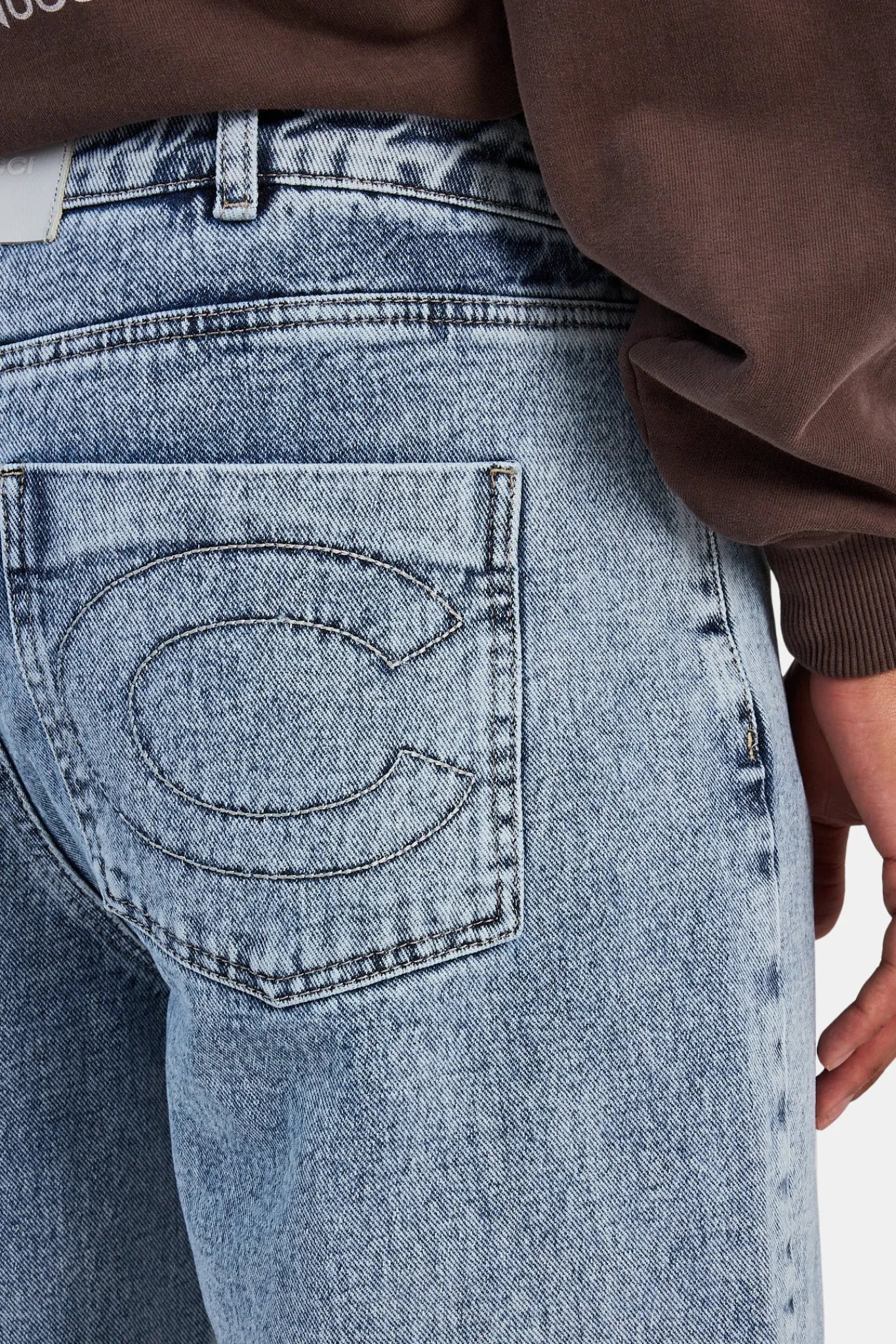 CLO-BOT-DEN Baggy Fit Raw Edge Jean - Ice Blue