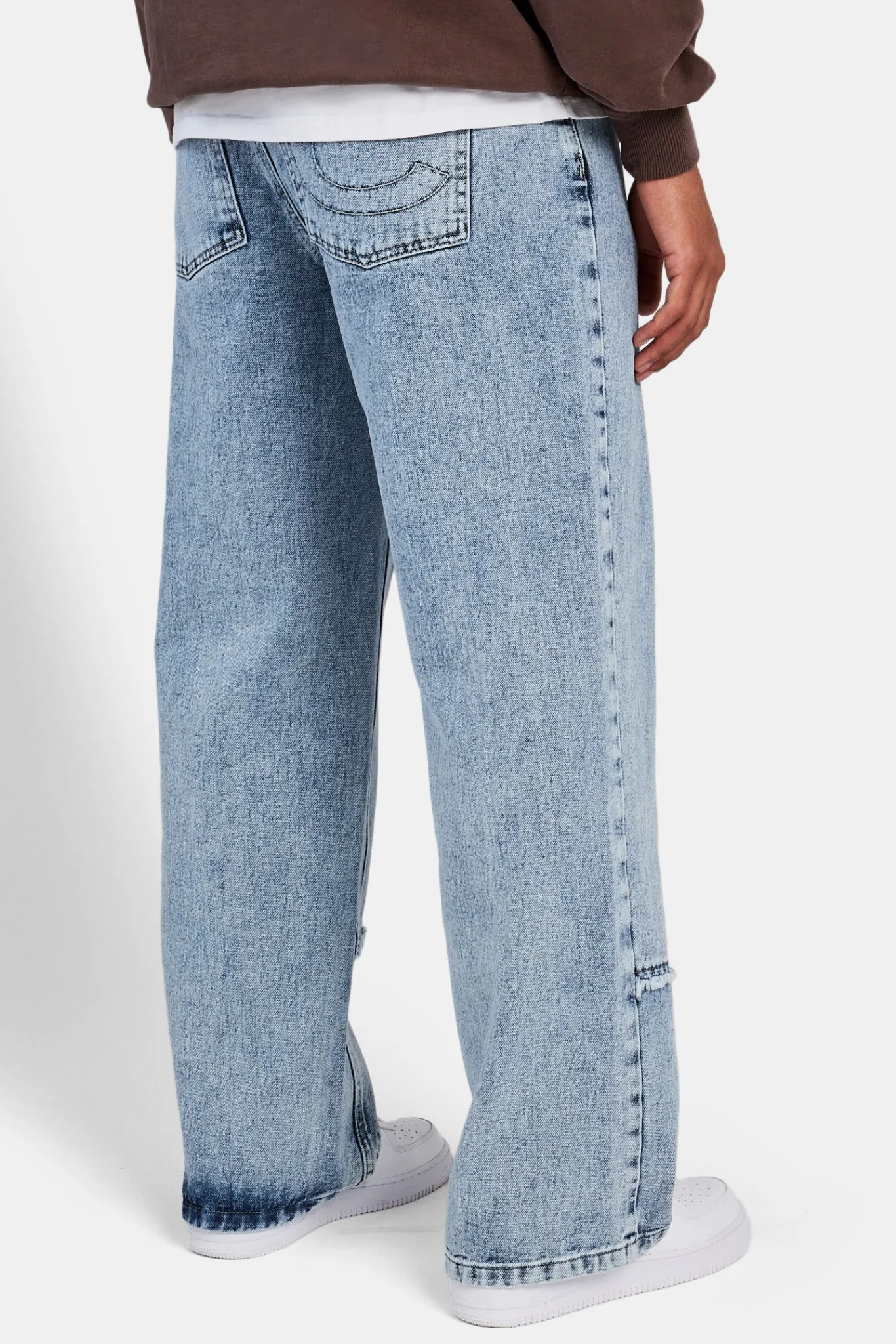 CLO-BOT-DEN Baggy Fit Raw Edge Jean - Ice Blue
