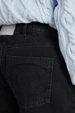 CLO-BOT-DEN Baggy Fit Raw Edge Jean - Washed Black