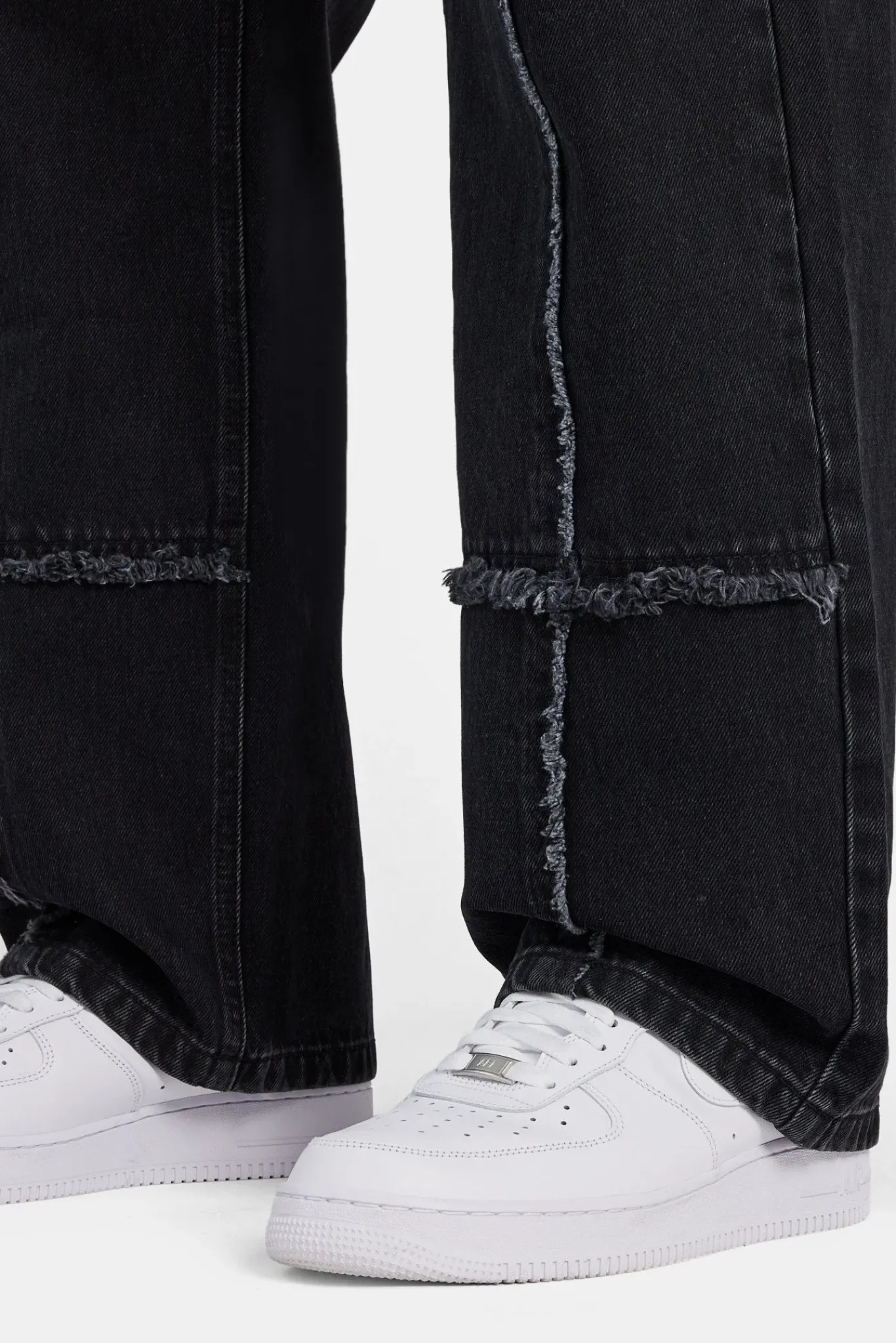 CLO-BOT-DEN Baggy Fit Raw Edge Jean - Washed Black