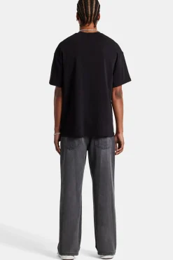 CLO-BOT-DEN Baggy Panelled Jeans - Washed Black