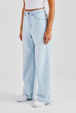 Women CLO-BOT-DEN Baggy Paraiso Applique Jeans - Light Blue