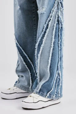 CLO-BOT-DEN Baggy Spliced Raw Edge Jean