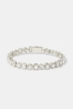 JWL-BRA Baguette & Square Cluster Tennis Bracelet - 8mm