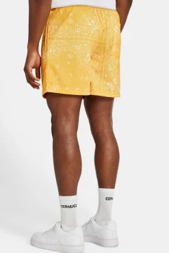 CLO-BOT Bandana Printed Mesh Short - Orange