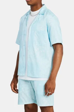 CLO-TOP-SHIR Bandana Printed Shirt - Light Blue
