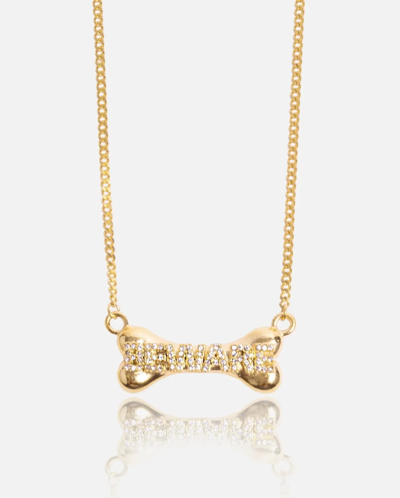 JWL-NECK Beware Bone Necklace - Gold