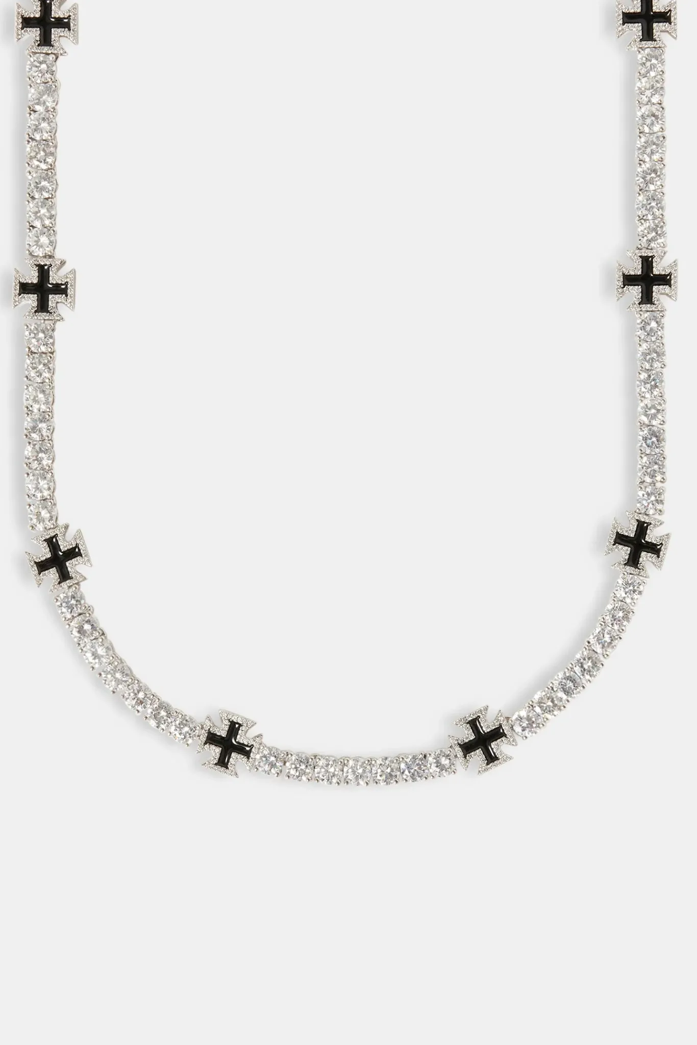 JWL-BUND Black Cross Motif Tennis Chain & Bracelet - 5mm