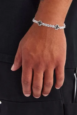 JWL-BUND Black Cross Motif Tennis Chain & Bracelet - 5mm