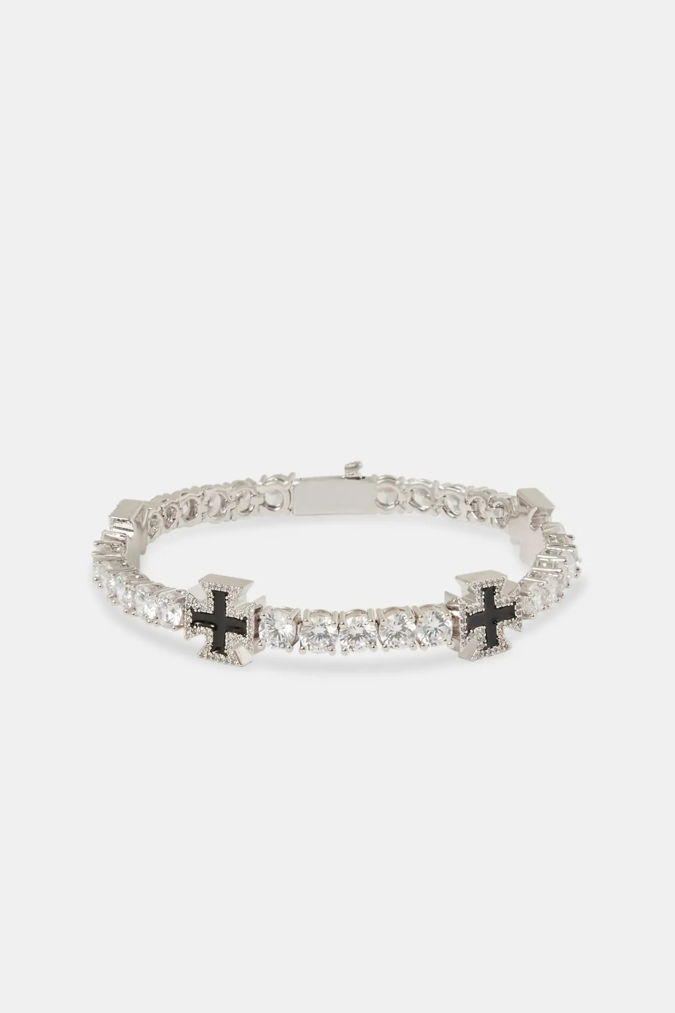 JWL-BUND Black Cross Motif Tennis Chain & Bracelet - 5mm