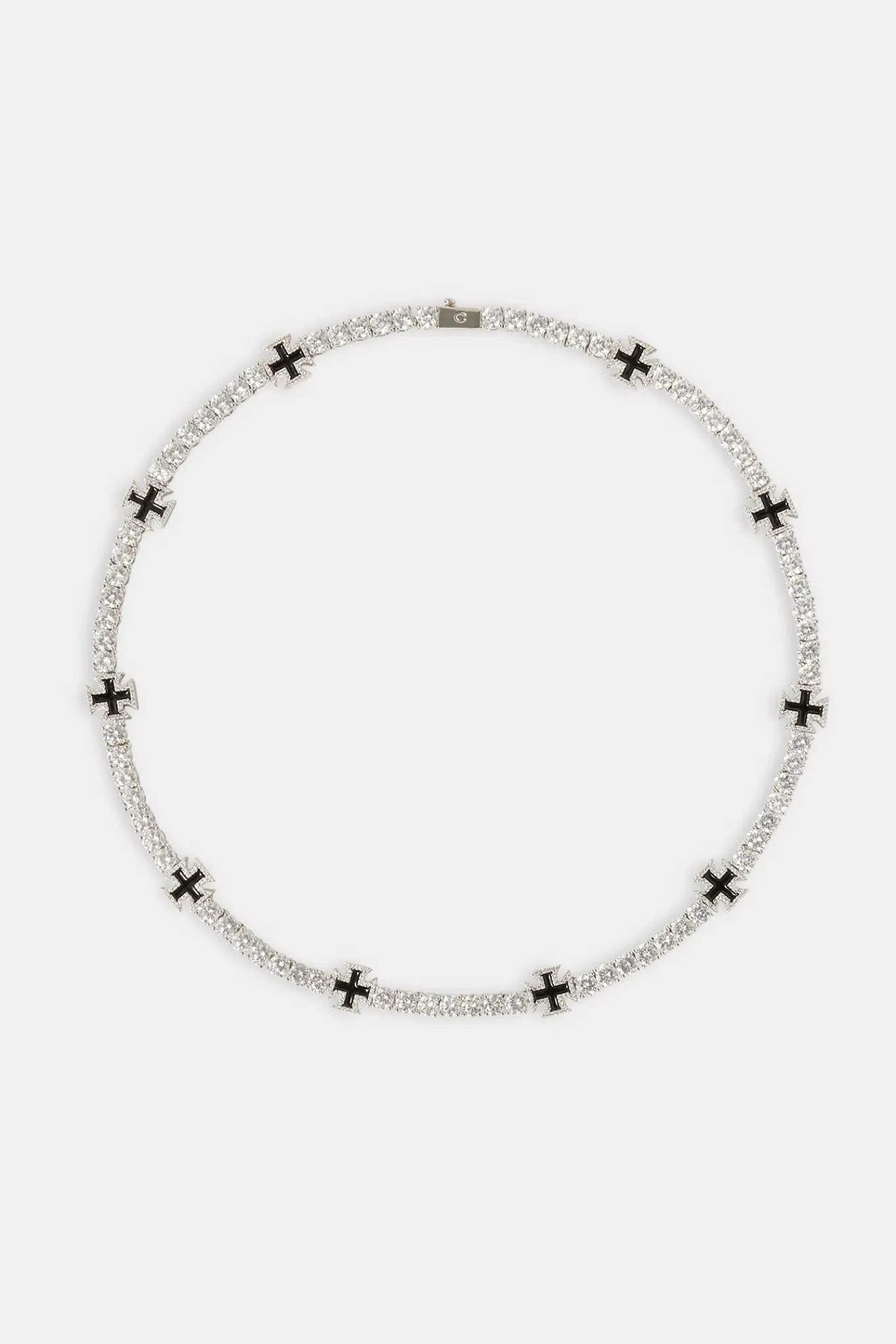 JWL-BUND Black Cross Motif Tennis Chain & Bracelet - 5mm
