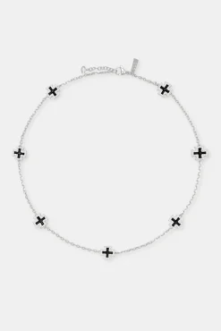 JWL-CHN Black Enamel Cross Motif Chain