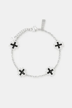 JWL-BRA Black Enamel Cross Motif Bracelet
