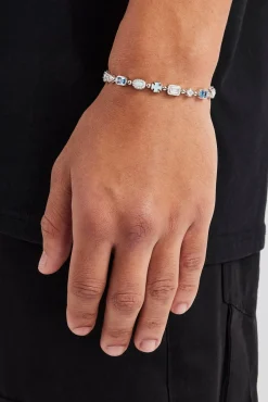 JWL-BRA Blue & Clear Multi Gemstone Bracelet - 6mm
