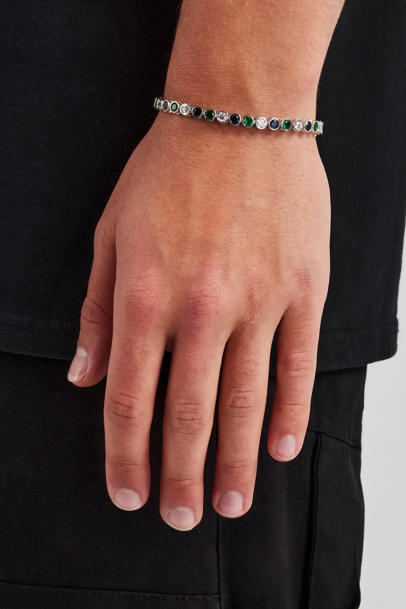 JWL-BRA Blue & Green Iced Stone Bracelet- 5mm