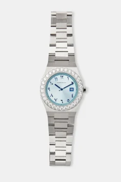 JWL-ACC-WAT Blue Arabic Dial Iced Bezel Watch