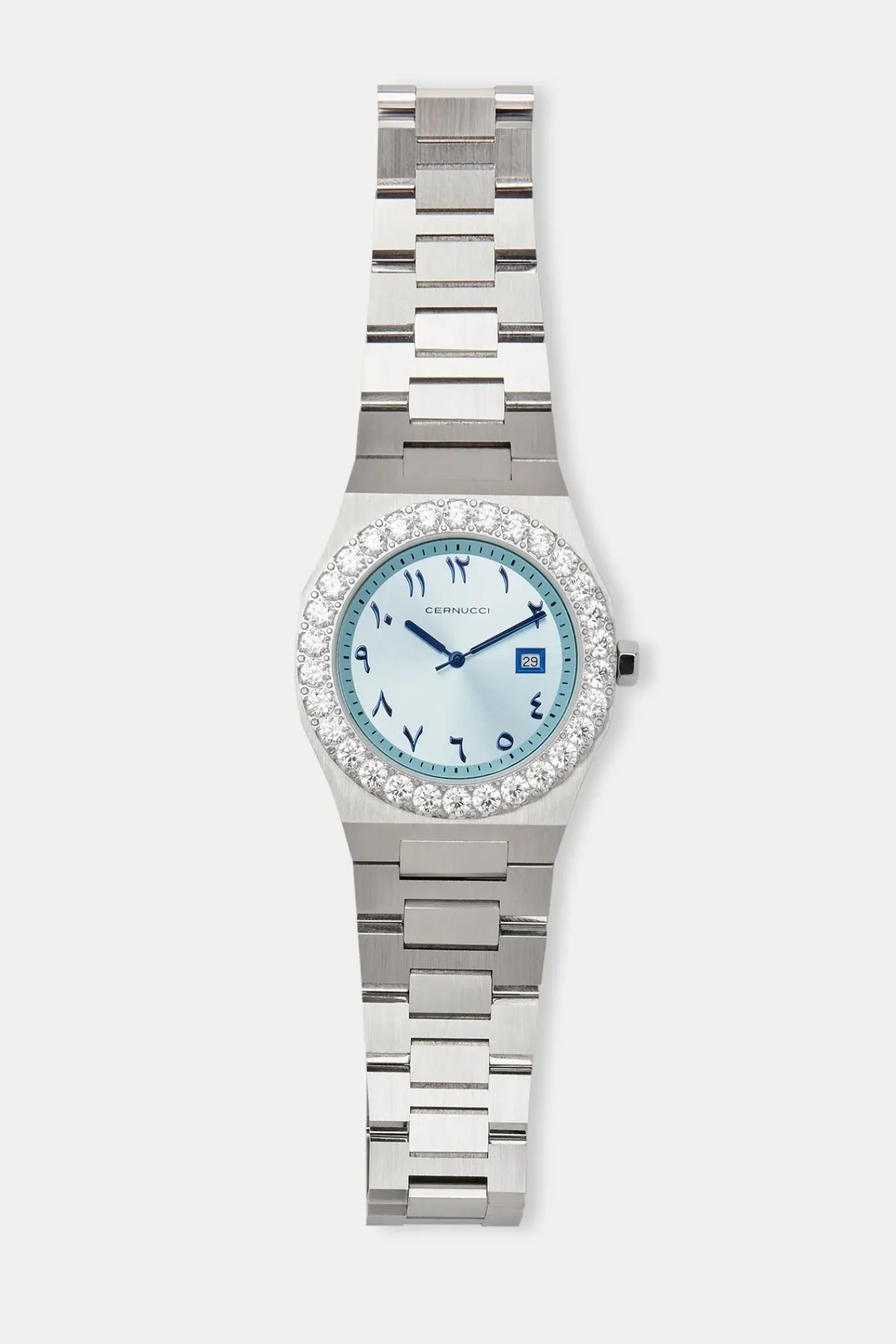 JWL-ACC-WAT Blue Arabic Dial Iced Bezel Watch