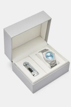 JWL-ACC-WAT Blue Arabic Dial Iced Bezel Watch