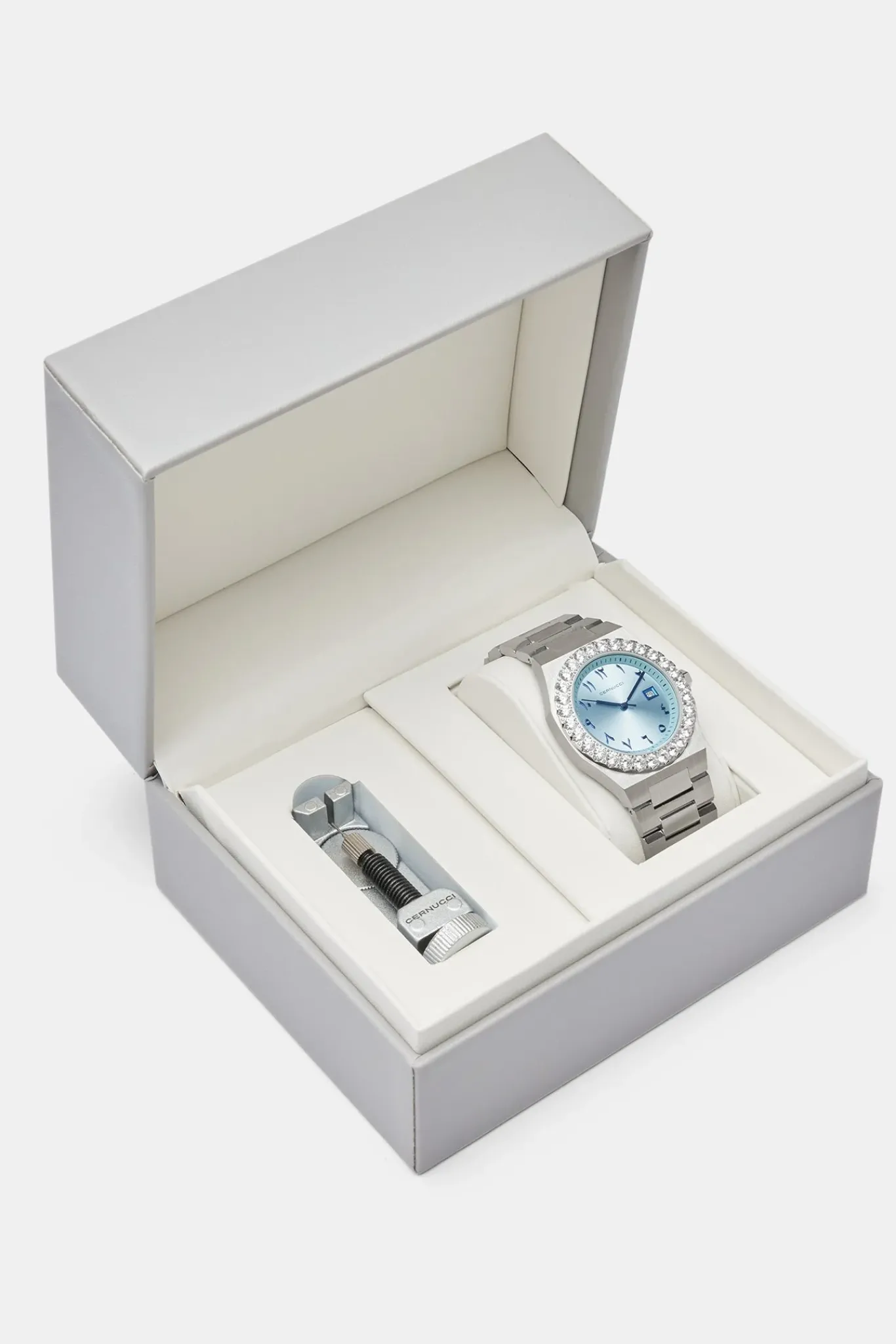 JWL-ACC-WAT Blue Arabic Dial Iced Bezel Watch