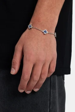 JWL-BRA Blue Enamel Cross Motif Bracelet