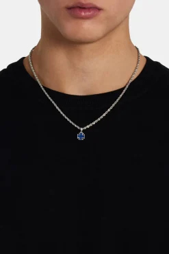 JWL-CHN Blue Enamel Cross Motif Necklace - 10mm