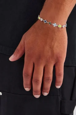 JWL-BRA Blue Mixed Motif Polished Bracelet - 8mm