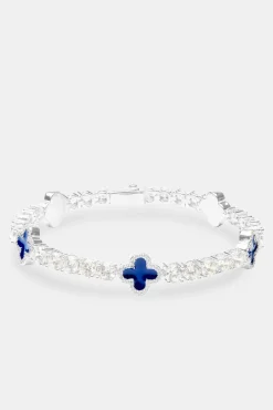 JWL-BRA Blue Motif Tennis Bracelet - White 5mm