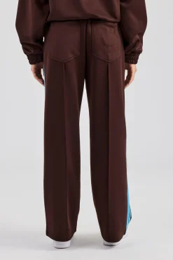 Women CLO-BOT-TRO Blue Taping Wide Leg Track Pant - Chocolate