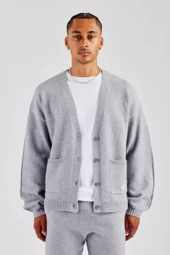 CLO-TOP-KTW Boxy Button Front Cardigan - Grey