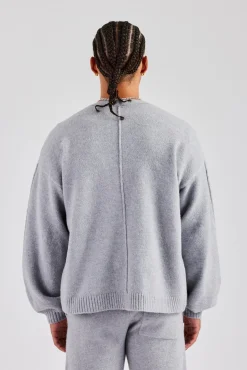 CLO-TOP-KTW Boxy Button Front Cardigan - Grey