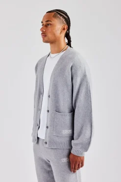 CLO-TOP-KTW Boxy Button Front Cardigan - Grey