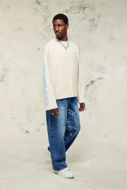 CLO-TOP-TEE Boxy Sleeve Printed Long Sleeve T-Shirt - Off White