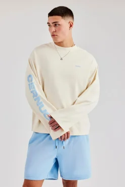 CLO-TOP-TEE Boxy Sleeve Printed Long Sleeve T-Shirt - Off White