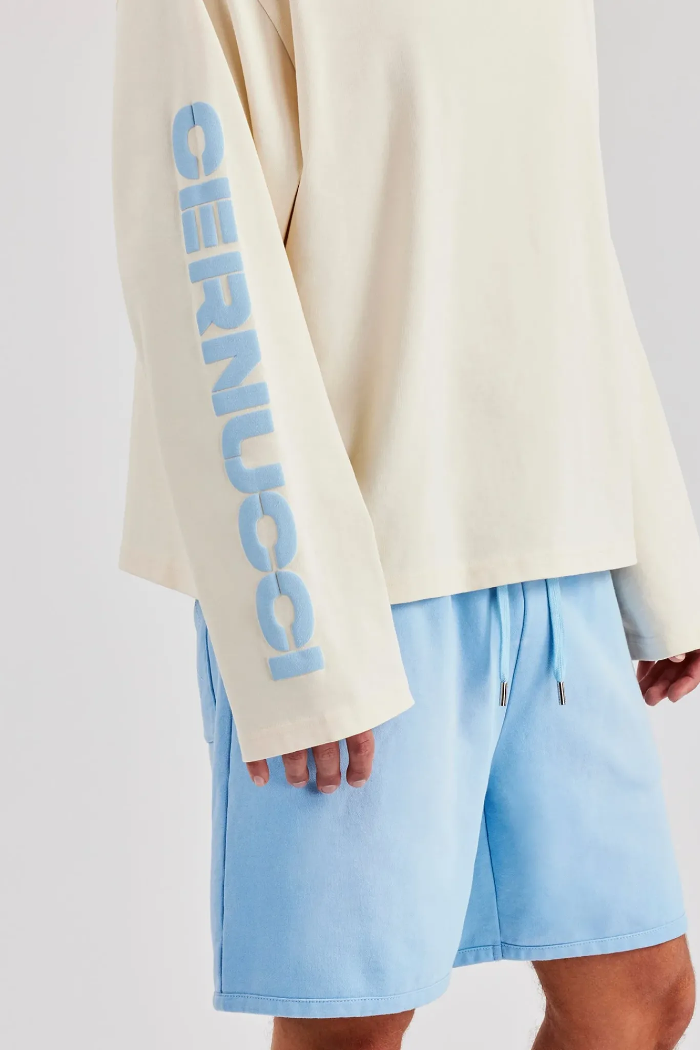 CLO-TOP-TEE Boxy Sleeve Printed Long Sleeve T-Shirt - Off White