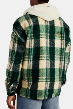 CLO-TOP-SHIR Brushed Check Lined Overshirt - Green