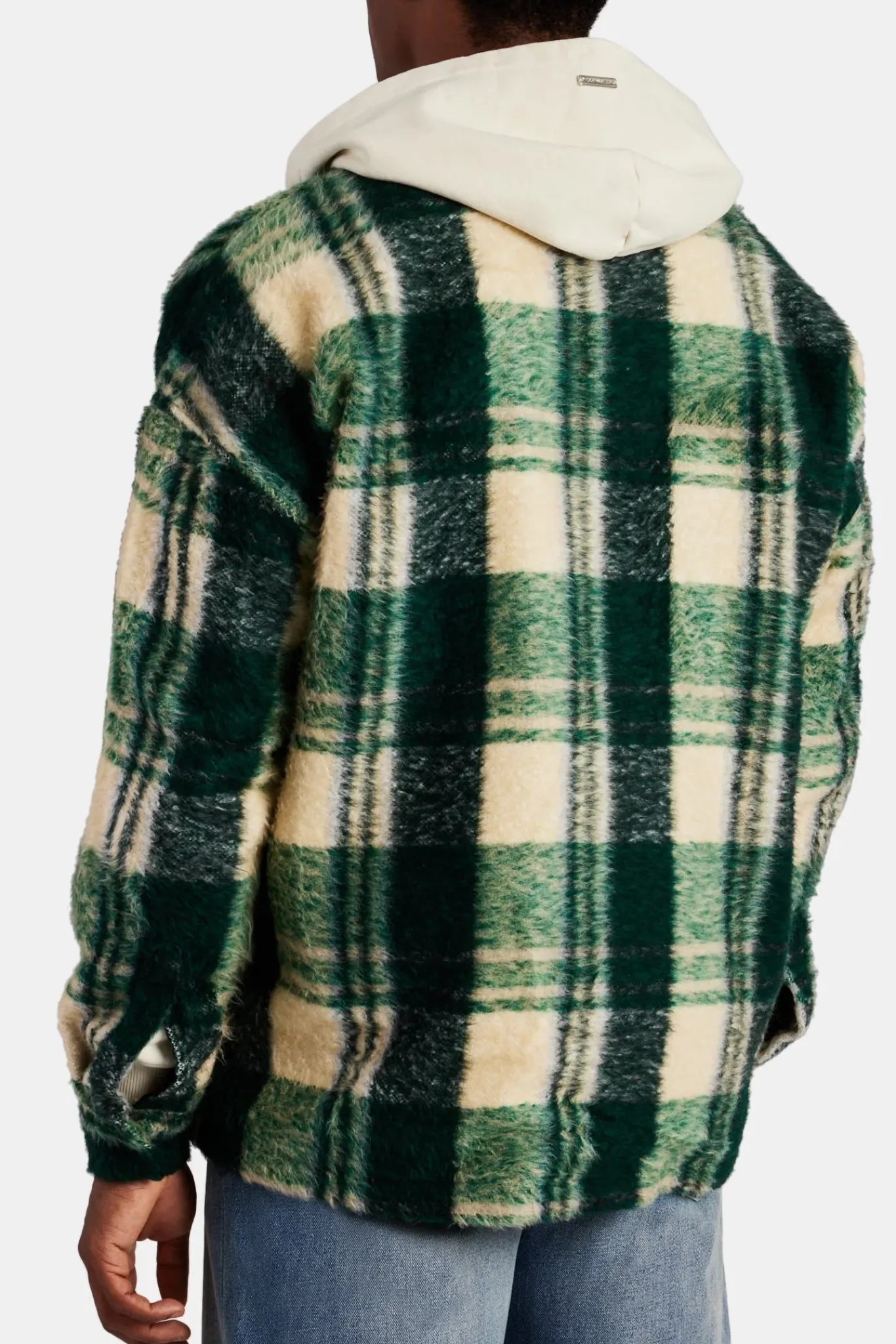 CLO-TOP-SHIR Brushed Check Lined Overshirt - Green