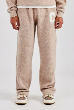 CLO-BOT-TRO-KTW Brushed Knit Split Hem Knitted Jogger - Stone