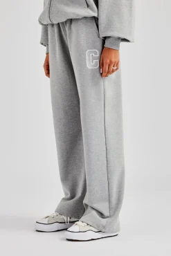 Women CLO-BOT-TRO C Embroidered Jogger - Grey Marl