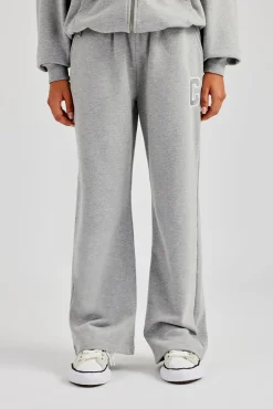 Women CLO-BOT-TRO C Embroidered Jogger - Grey Marl
